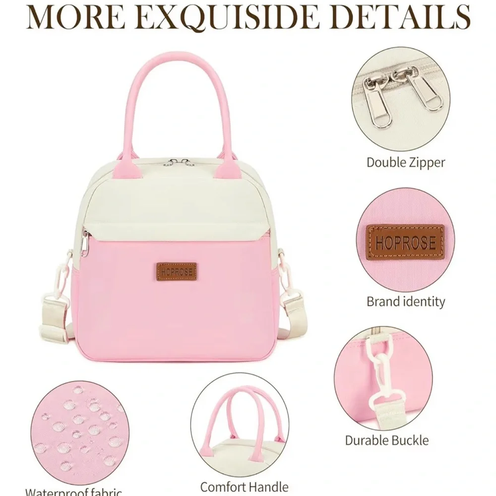 Pink and Cream Women's cooler lunch bag Pretty on Pink Collection. - Picture 7 of 9